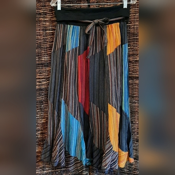 NWT Patchwork Skirt Medium Festival Midi Maxi Tribal African Western Rodeo Boho - Picture 1 of 8